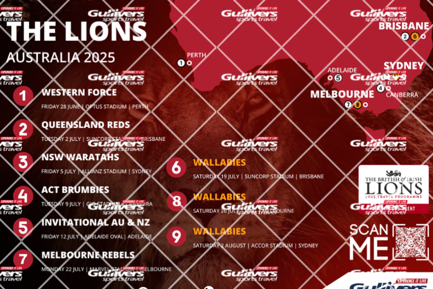 The British & Irish Lions Australia 2025 wallchart Gullivers Sports